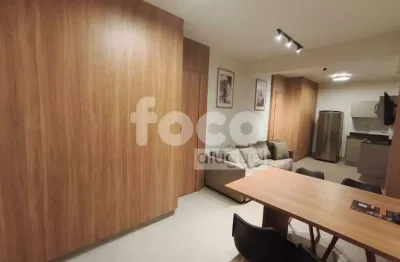 Lindo apartamento studio mobiliado com área de lazer.