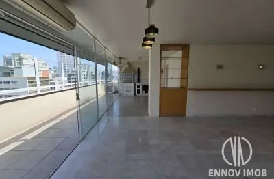 Cobertura exclusiva, 3 dormitórios, 1 suíte, 240m² e 2 vagas