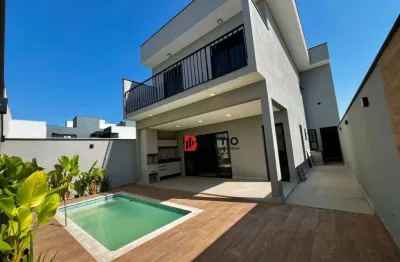 Lindo sobrado novo 4 suítes, cozinha com ilha, quintal com piscina no cond. mantova, indaiatuba - sp