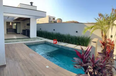 Linda casa térrea, 3 quartos todos suítes, piscina, quintal - cond. villa sapezal, indaiatuba - sp