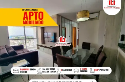 Life ponta negra 85m² locação! apartamento  mobiliado andar alto