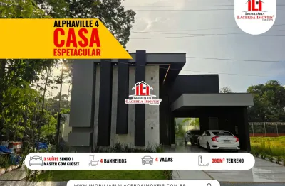 Alphaville 4 Casa térrea com 3 suítes Energia Solar Piscina com cascata e Espaço gourmet