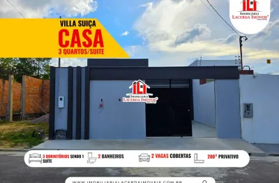 Casa Térrea com suíte closet sala com pé direito alto e piscina