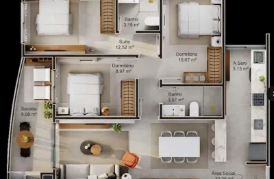 Apartamento com 3 quartos à venda na rua virgílio várzea, saco grande, florianópolis por r$ 1.503.850