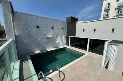 Casa sobreposta com 3 dormitórios e 3 suítes com piscina - boqueirão / santos