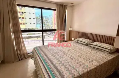 Ótima oportunidade de locação anual em ponta negra - flat com varanda, vista mar e completamente mo