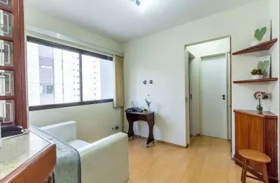 Apartamento a venda  em indianópolis, (moema) com 40m², mobiliado,  1 dormitório e 1 vaga de garagem,