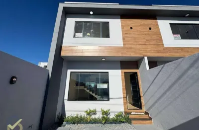 Casa nova com 3 quartos, sendo uma suíte, banheiro social, lavabo, ampla sala em conceito aberto com cozinha americana, vale das palmeiras, macaé - rj