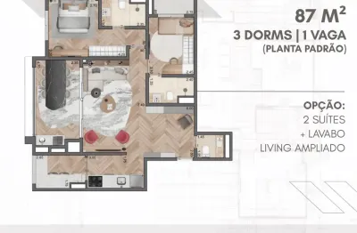 Apartamento cyrela 87m com 3 dorms 1 vaga e lazer completo em um projeto com arquitetura única! quadra de beach tênis