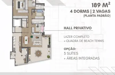 Seu lar de 189 m² com 4 dorms e 2 vagas n ojardim das perdizes. hall privativo e lazer extraordinário.