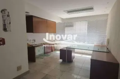 Sala montada com piso em granito, armários e ar condicionado, aproximadamente 20,19 m² com um banheiro, px rua bernardo guimarães