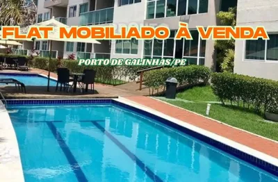 Flat mobiliado á venda em porto de galinhas/pe | 1 quarto | 1 wc | 1 vaga | 40m²