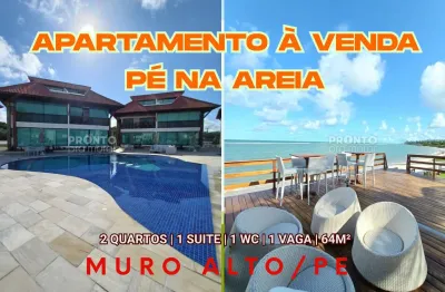 Apartamento à venda na beira mar praia de muro alto-ipojuca/pe | 2 quartos | 1 suite | 1 wc | 1 vaga | 64m²