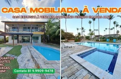 Casa mobiliada à venda na beira mar em condominio fechado em muro alto-ipojuca/pe | 5 quartos | 2 suites | 2 wc | 3vagas| 248m²