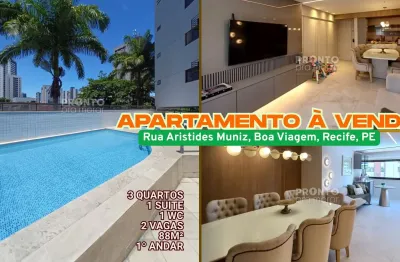 Apartamento à venda em boa viagem-recife/pe | 3 quartos | 1 suite | 1 wc | 2 vagas | 88m²