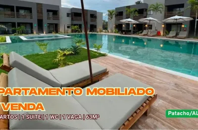 Apartamento mobiliado à venda na praia do  patacho/al | 2 quartos | 1 suite | 1 wc | 1 vaga | 63m²