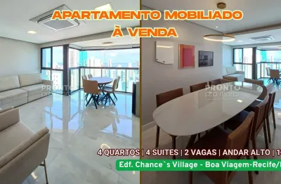 Apartamento mobiliado à venda em boa viagem-recife/pe | 4 quartos sendo 4 suites | 2 vagas | 135m²