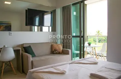 Flat frente piscina em muro alto | mobiliado, porteira fechada e pronto para usar!