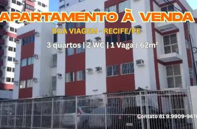 Apartamento à venda em boa viagem-recife | 3 quartos | 2 wc | 1 vaga | 62m²