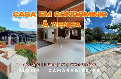Casa em condominio á venda em aldeia-camaragibe/pe | 4 quartos sendo 1 suite | 1 wc | 7 vagas |