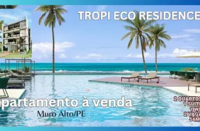 Apartamento à venda na praia de muro alto-ipojuca/pe| 2 quartos sendo 1 suite| 1 wc | 2 vagas| 56m²
