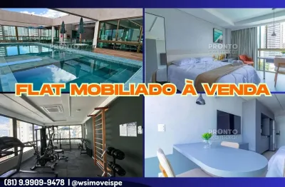 Flat mobiliado à venda em boa viagem-recife/pe | 1 quarto | 1 wc | 1 vaga | 25m²