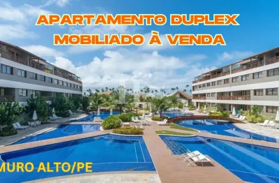 Apartamento duplex mobiliado à venda no malawi muro alto beach house em muro alto/pe