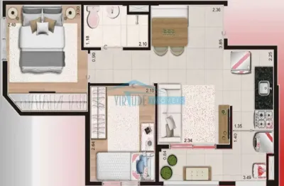 Apartamento em condomínio padrão para venda no bairro vila ré, 2 dorm, 38 m com vaga