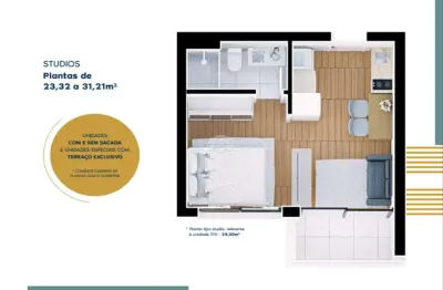 Kitnet / stúdio à venda na avenida república argentina, 3165, portão, curitiba, 29 m2 por r$ 310.000