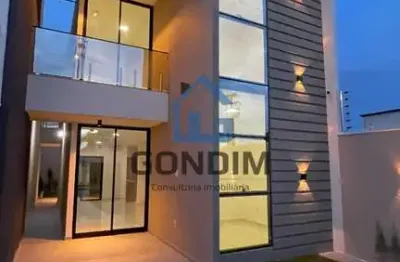 Casa em condomínio fechado com 4 quartos à venda na rua santa cecília, 1320, guaribas, eusébio por r$ 629.900