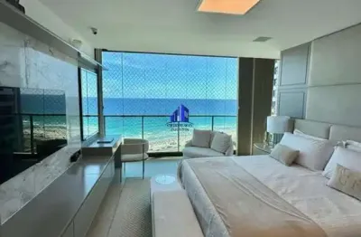 Apartamento cobertura à venda d'azur jaguaribe r$ 6.900.000,00 decorado, vista mar, piscina, área gourmet, 4 suítes, suíte máster com hidro e closet
