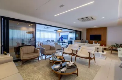 Apartamento à venda orizon r$ 5.900.000,00 vista mar, 3 suítes, suíte máster ampliada com varanda e closet, 5 vagas, varanda gourmet, mobiliado, 338m²