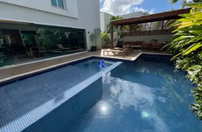 Casa à venda alphaville ii salvador r$ 4.790.000,00 decorada, 4 suítes, 3 closets, energia fotovoltaica, armários, piscina, área gourmet!