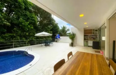 Casa à venda alphaville i salvador r$ 4.200.000,00, sala ampla com pé direito duplo, 4 suítes, suíte máster com closet e banheira de hidro, armários, piscina, área gourmet, casa 420 m², terreno 750 m²