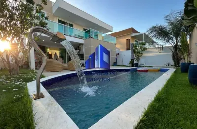 Casa à venda alphaville litoral norte i r$ 2.250.000,00, piscina, área gourmet, 4 suítes!