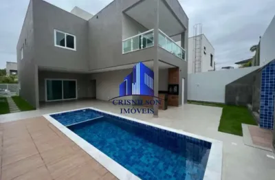 Casa à venda alphaville ii salvador r$ 3.850.000,00, nova, 4 suítes, 4 closets, mobiliada, piscina, espaço gourmet!