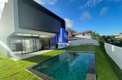 Casa à venda em alphaville litoral norte i, nova, r$ 2.950.000,00, energia fotovoltaica, 4 suítes, piscina grande, projeto moderno