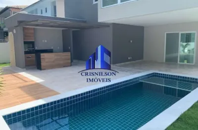 Casa à venda em alphaville 2 salvador, r$ 3.900.000,00, nova, 5 suítes, piscina com espaço gourmet integrado