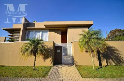 Casa alto padrão de esquina em santa felicidade/butiatuvinha - 4 suites, semimobiliada, espaço gourmet e terreno.