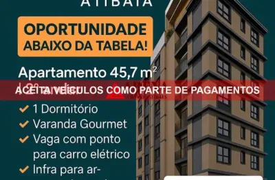 Apartamento à venda em Atibaia-SP, Alvinópolis: 1 quarto, 2 salas, 1 banheiro, 1 vaga de garagem, 45,07m² de área.