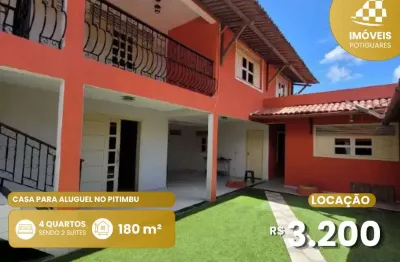Casa para aluguel, 4 quartos, 2 suítes, 2 vagas, pitimbu - natal/rn
