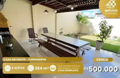 Casa à venda, 3 quartos, 3 suítes, 2 vagas, emaús - parnamirim/rn