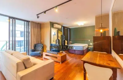 Studio de luxo mobiliado em pinheiros | 47m² | 1 vaga | ar-cond, lava e seca inclusos