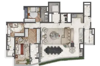 Apartamento na planta alto padrão com serviços de hotel de luxo