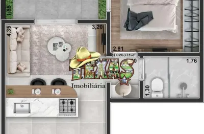 Lançamento de apartamento  tipo kitnet na planta  vila esperança