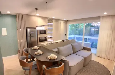 Lindo apartamento 1 dormitório automatizado com sacada e churrasqueira