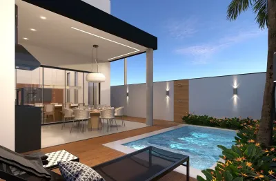 Casa térrea à venda, com 203,5m² de área útil, 3 suítes, escritório, área gourmet, 4 vagas de garagem, lazer e segurança 24 horas, Vila do Golfe, Ribeirão Preto.