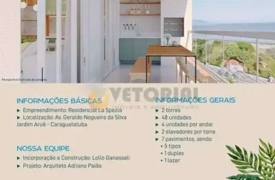 Apartamento à venda, no la spezia em caraguatatuba, indaiá, com 2 quartos, 85m²