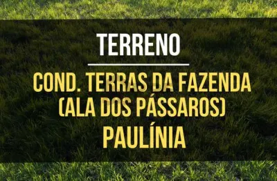 Terreno de 207,62m² por R$260.000 - Condomínio Terras da Fazenda (Ala dos Pássaros) - Paulínia/SP