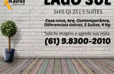 Casa nova, arquitetura contemporânea, 5 suítes, 4 garagens. (61) 9.8300-2010.
